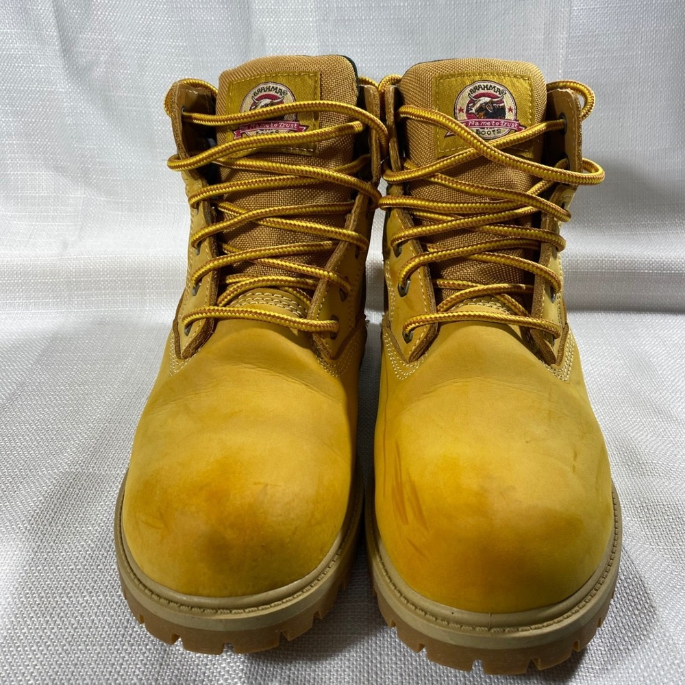 Brahma Mens Waterproof Leather Work Boots Wheat Yellow 9 MNBR0440145